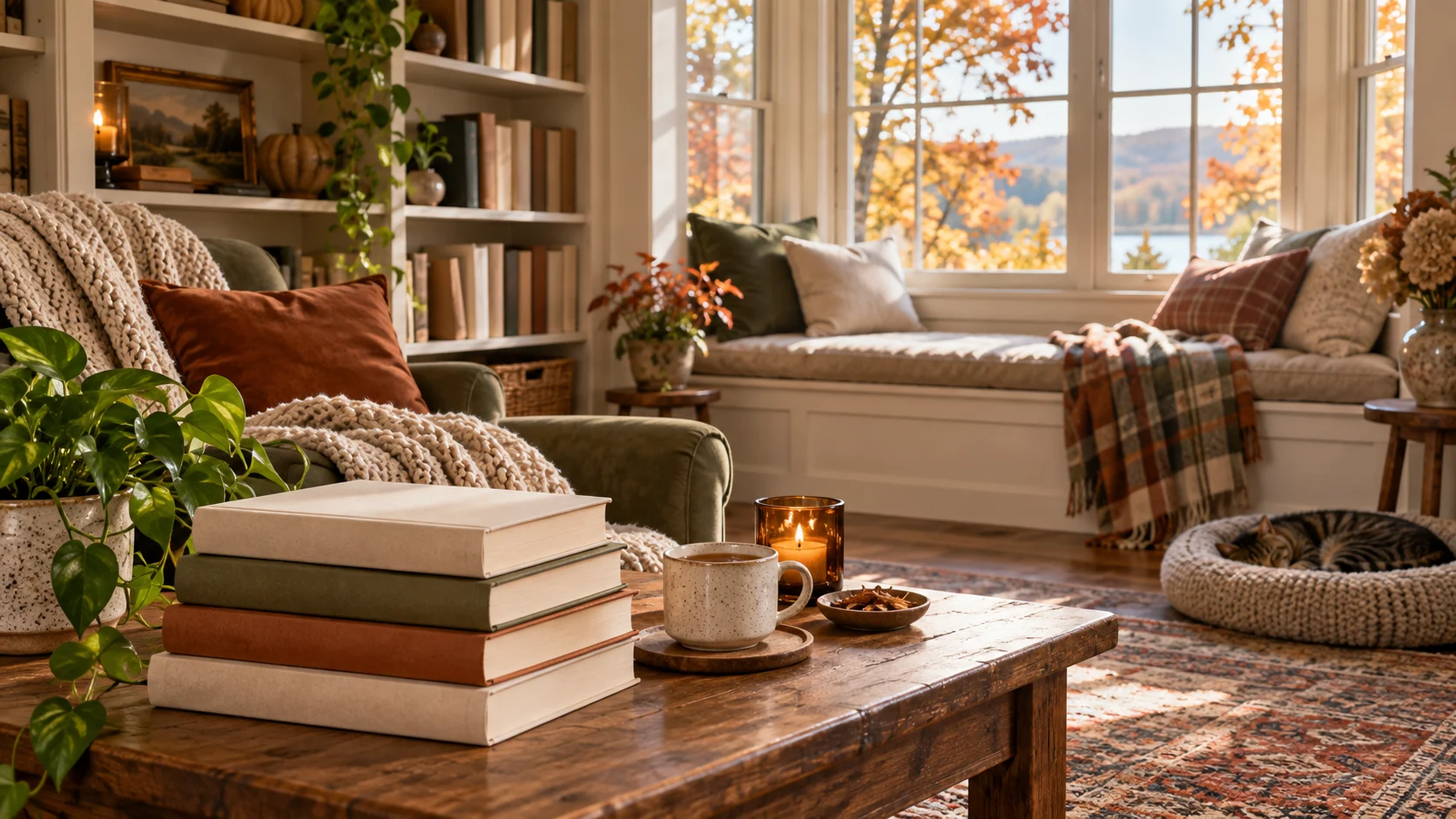 Autumn reading nook for 415 Bookish Usernames for Readers, Reviewers, and Collectors trivia