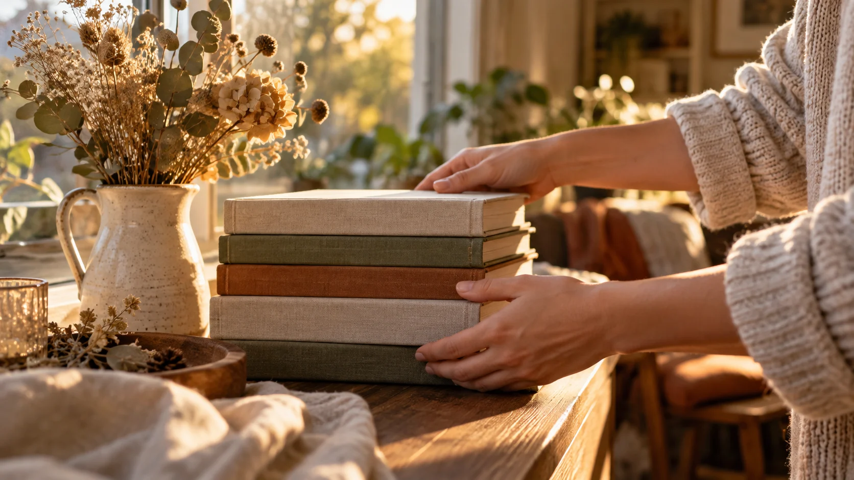 Arranging book stack for 415 Bookstagram Username Ideas That Are Easy to Remember trivia