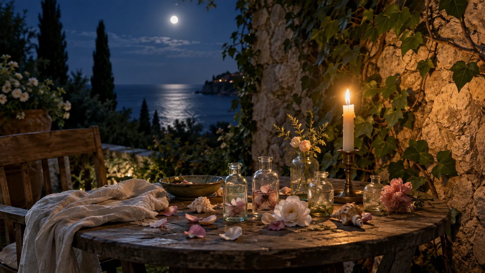 Moonlit garden table for 415 Fairycore Usernames With a Little Magic trivia