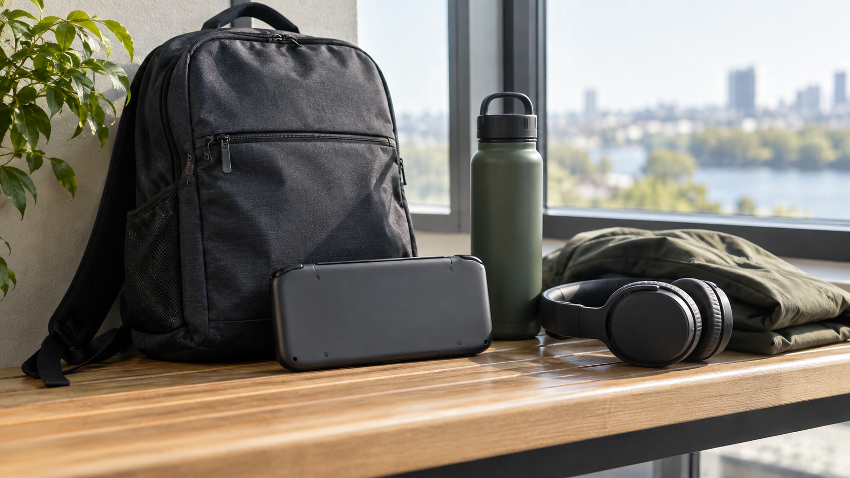Portable gaming device packed with travel essentials