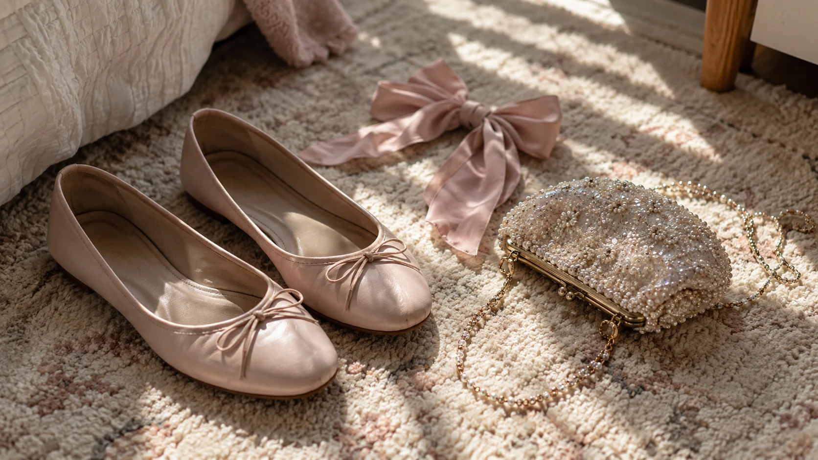 Pink flats and bow