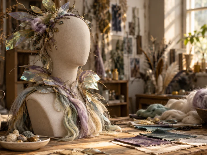 Mannequin with handmade fantasy accessories